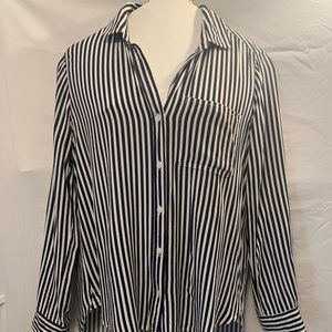 Velvet heart blouse top striped navy blue and white size small